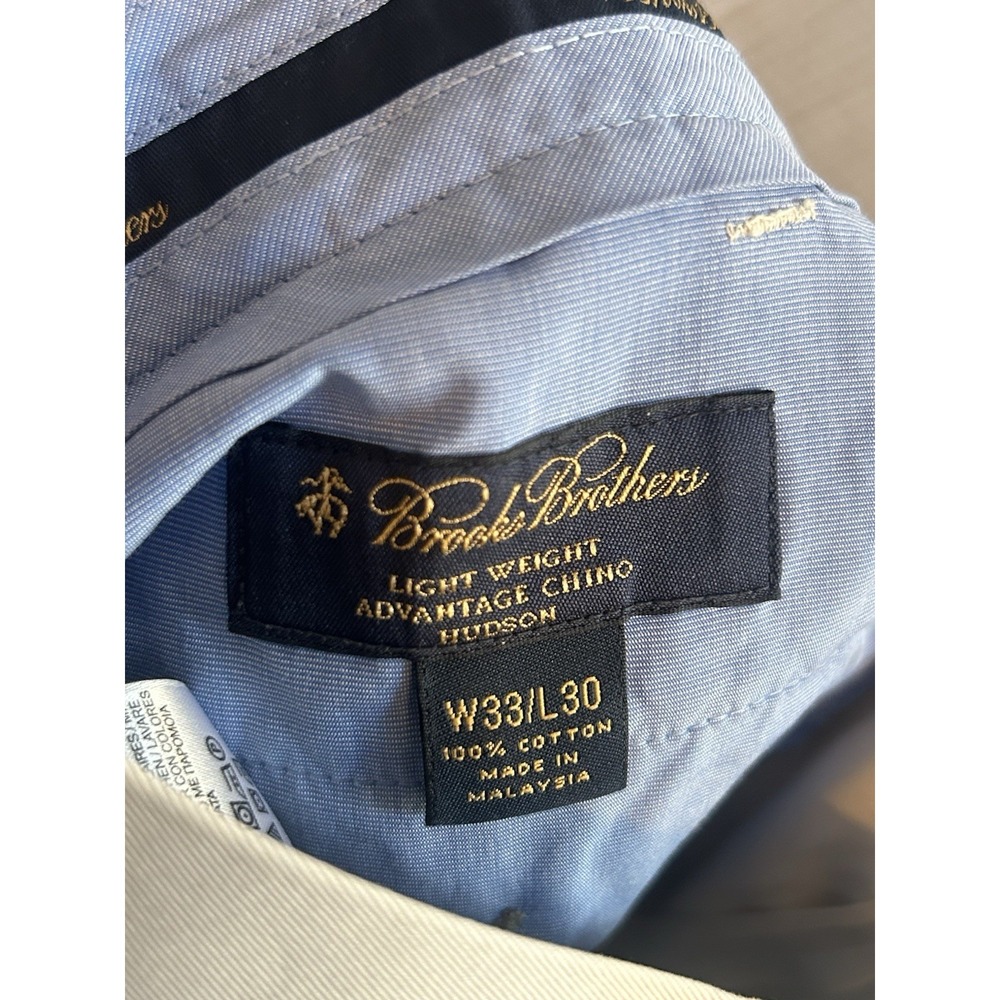 Brooks Brothers Pants Men 33x30 Khaki Advantage Chino Clark Fit 100% Cotton 611 - Picture 3 of 4